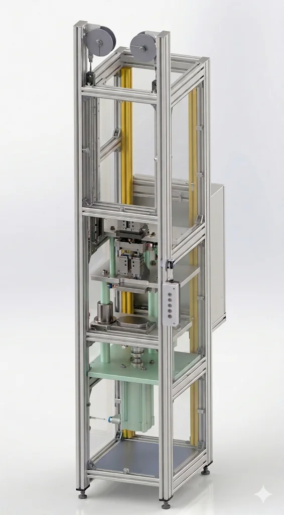 Presse pneumatique sur mesure 2 Presse industrielle sur mesure à bâti aluminium conçue par le bureau d'études CIM Atlantique